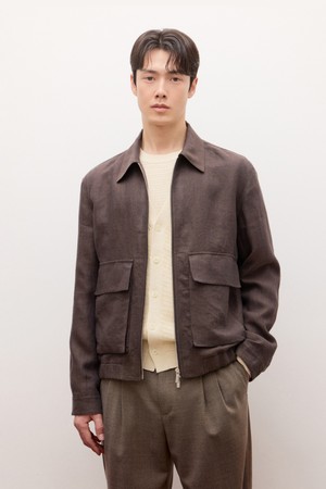 린넨 아웃포켓 블루종 - 다크브라운 (JNJU6A305W3)