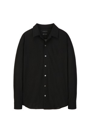 오픈 카라 셋업 긴팔셔츠 - 블랙 (JNSH6B385BK)