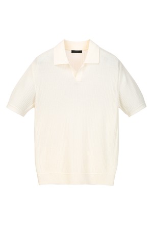 플리츠 오픈카라 니트 - 아이보리 (JNSW6B602IV)