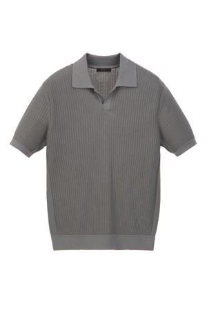 플리츠 오픈카라 니트 - 다크그레이 (JNSW6B602G3)