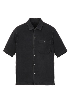 원워시드 반팔 데님 셋업 셔츠 - 블랙 (JNSH6B201BK)