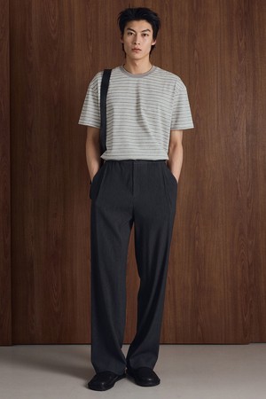 Kinoshita Seersucker Semi-Wide Pants (Grey) TNPA6E205G2