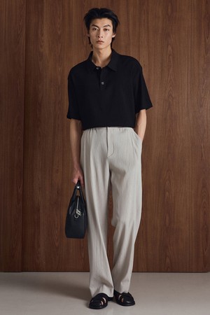 Kinoshita Seersucker Semi-Wide Pants (Light Beige) TNPA6E205I2