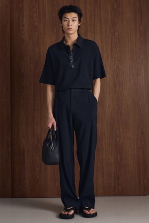 Kinoshita Seersucker Semi-Wide Pants (Navy) TNPA6E205N2