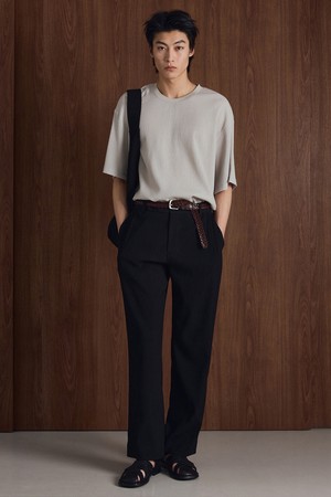 Kinoshita Seersucker Tapered Pants (Black) TNPA6E206BK