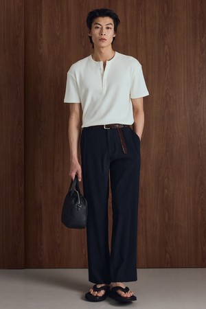 Kinoshita Seersucker Tapered Pants (Navy) TNPA6E206N2