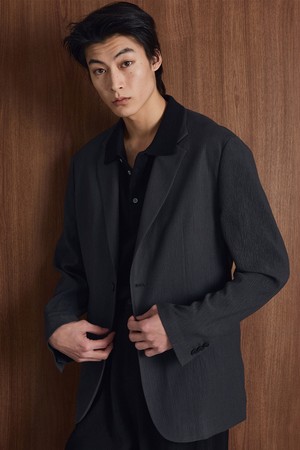 Kinoshita Seersucker Jacket (Grey) TNJA6E205G2