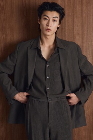 Kinoshita Seersucker Jacket (Khaki) TNJA6E205K2