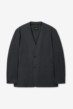 Kinoshita Seersucker Collarless Jacket (Grey) TNJA6E206G2