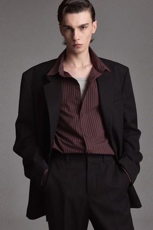 Oversized Wool Structure Jacket (Black) TNJA6F101BK