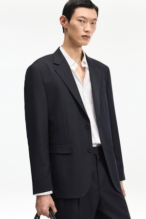 Wool Blend Comfort Set-Up Jacket (Dark Navy) TNJA6F100N2