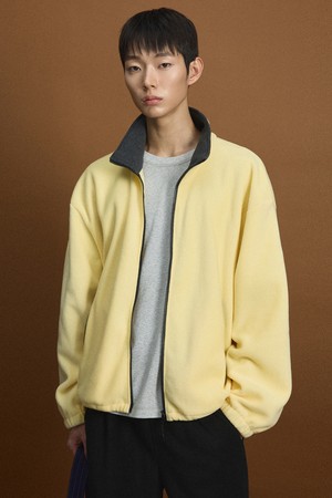 Oversized Fleece Zip-Up Jacket (Butter Yellow) TNJU6F110Y2