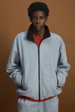 Oversized Fleece Zip-Up Jacket (Light Grey) TNJU6F110G2