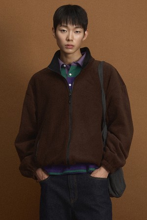 Oversized Fleece Zip-Up Jacket (Brown) TNJU6F110W2