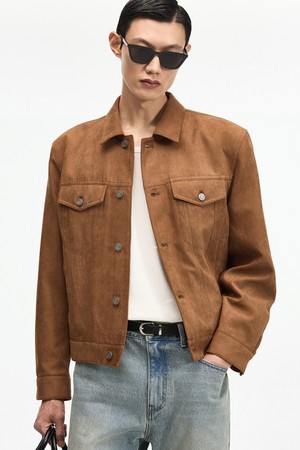 Faux Suede Trucker (Camel Brown) TNJU6F101CM