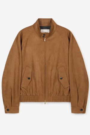Faux Suede Harrington Jumper (Camel Brown) TNJU6F103CM