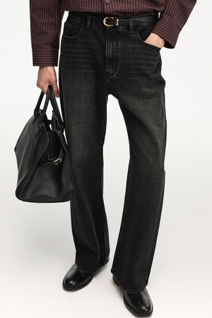 Flared Denim Pants (Black) TNPA6F110BK