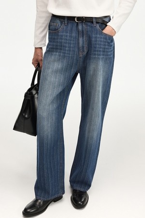 Textured Wide Denim Pants (Washed Indigo) TNPA6F113B3