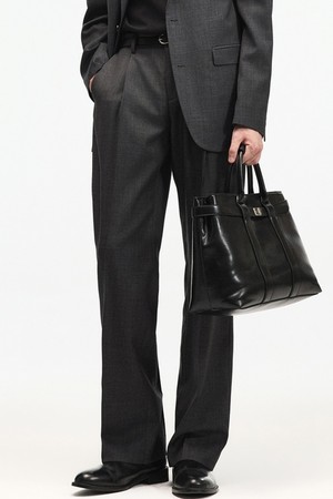 Wool Blend Comfort Semi-Wide Pants (Charcoal) TNPA6F105G2
