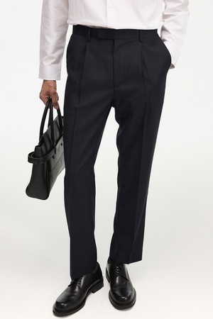 Wool Blend Comfort Tapered-Fit Pants (Dark Navy) TNPA6F100N2