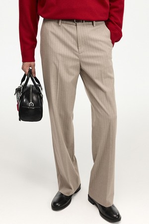 Wide Fit Pin Stripe Pants (Beige) TNPA6F108I2