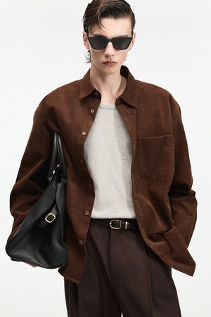 Comfort Corduroy Shirt (Brown) TNSH6F103W2