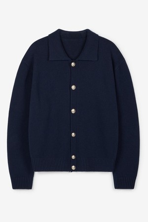Oversize Gold Button Cardigan (Navy) TNSW6F102N2