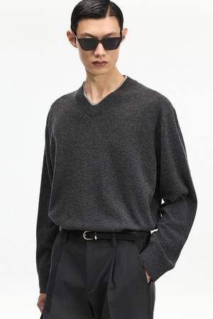 Layered V-Neck Knit Top (Grey) TNSW6F108G2