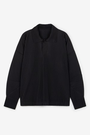 Yoyogi Pleats Collared T-Shirt (Black) TNTS6F103BK