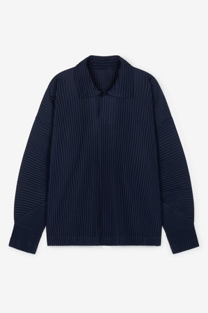 Yoyogi Pleats Collared T-Shirt (Navy) TNTS6F103N2