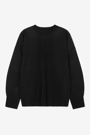 Yoyogi Pleats Crew Neck T-Shirt (Black) TNTS6F104BK