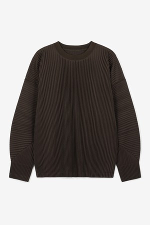 Yoyogi Pleats Crew Neck T-Shirt (Brown) TNTS6F104W2