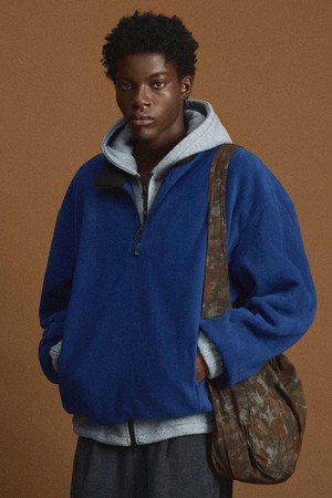 Oversized Fleece Half Zip-Up (Blue) TNTS6F100B2