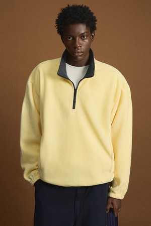 Oversized Fleece Half Zip-Up (Butter Yellow) TNTS6F100Y2