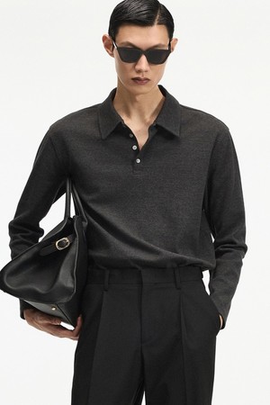 Ribbed Slim Fit Polo Shirt (Dark Grey) TNTS6F105CG