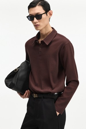 Ribbed Slim Fit Polo Shirt (Red Brown) TNTS6F105W2