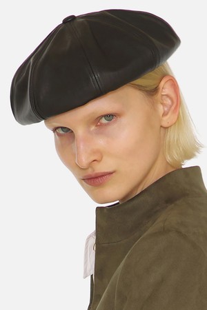 BREAD BERET / LEATHER / M BLACK