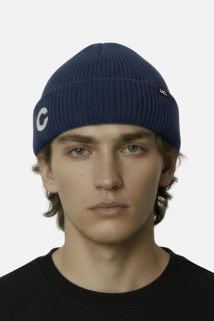 숏비니 BEANIE / MARINE FIT / DOUBLE TAB / W BLUE