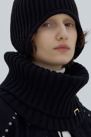 NECK WARMER / RIB / LAMBS WOOL / BLACK