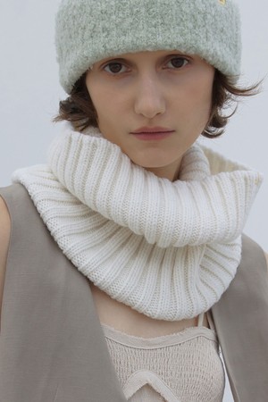 NECK WARMER / RIB / LAMBS WOOL / CREAM