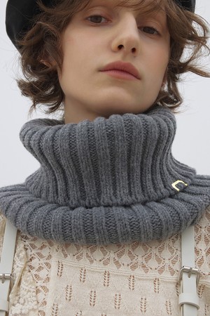 NECK WARMER / RIB / LAMBS WOOL / GREY