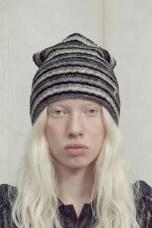 여름 롱비니 SQUARE NET BEANIE / STRIPE / BLACK WHITE