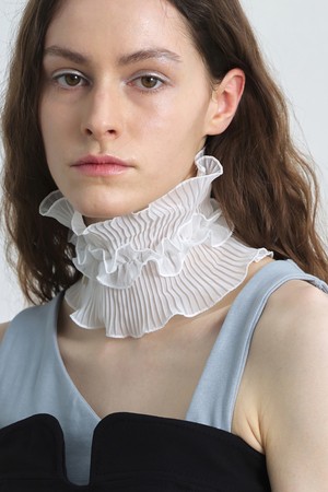 NECK TUBE / DOUBLE PLEATED LACE / WHITE