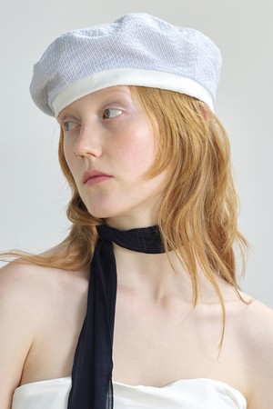 PLATE BERET / STRAP / LINE SEERSUCKER / SKY