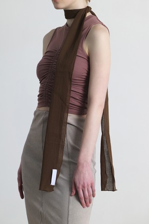 THIN SCARF / LAYER STRIPE / C BROWN