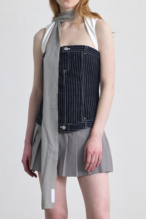 THIN SCARF / LAYER STRIPE / G GREY