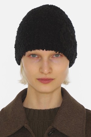 FLOWER SINGLE BEANIE / MOHAIR BOUCLE / BLACK