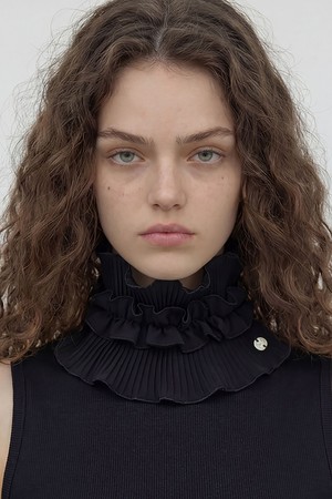 여름 레이스 넥게이트 NECK TUBE / DOUBLE PLEATED LACE / BLACK