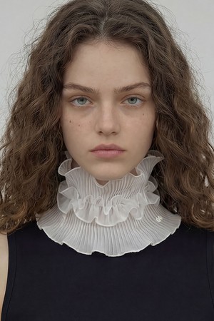 여름 레이스 넥게이트 NECK TUBE / DOUBLE PLEATED LACE / WHITE