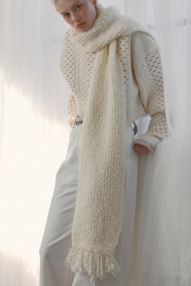 UNDERCONTROL STUDIO - 스카프/머플러 - HUGE TASSEL MUFFLER / MOHAIR BOUCLE / CREAM